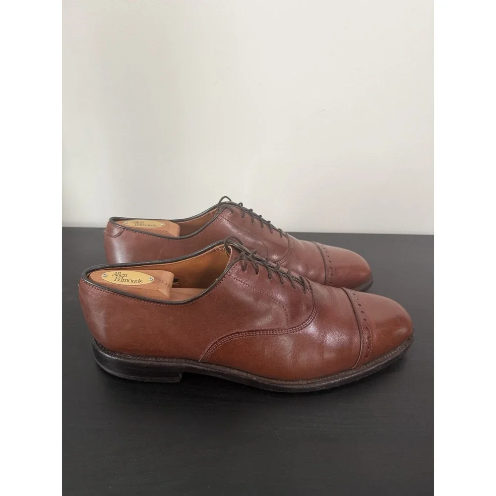 Vintage Allen Edmonds Wayland Cap Toe Oxford Shoes 10 B USA w/ Trees & Box